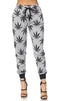Gray Classic Weed Print Drawstring Joggers